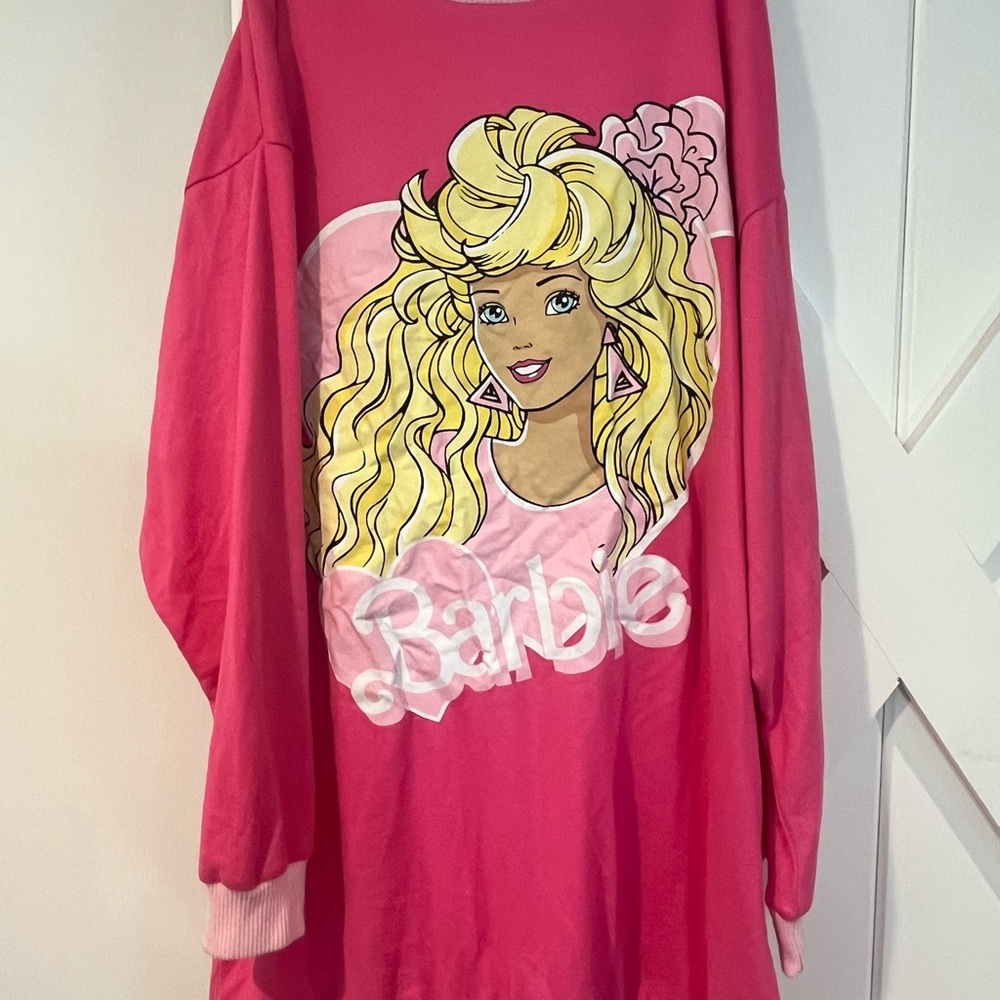 Barbie Hot Pink Graphic Sleep Shirt with Blonde Doll Print